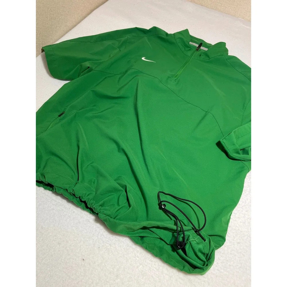 Nike Dri-Fit Mens XL Green Quarter Zip Short Sleeve Windbreaker Pullover Jacket